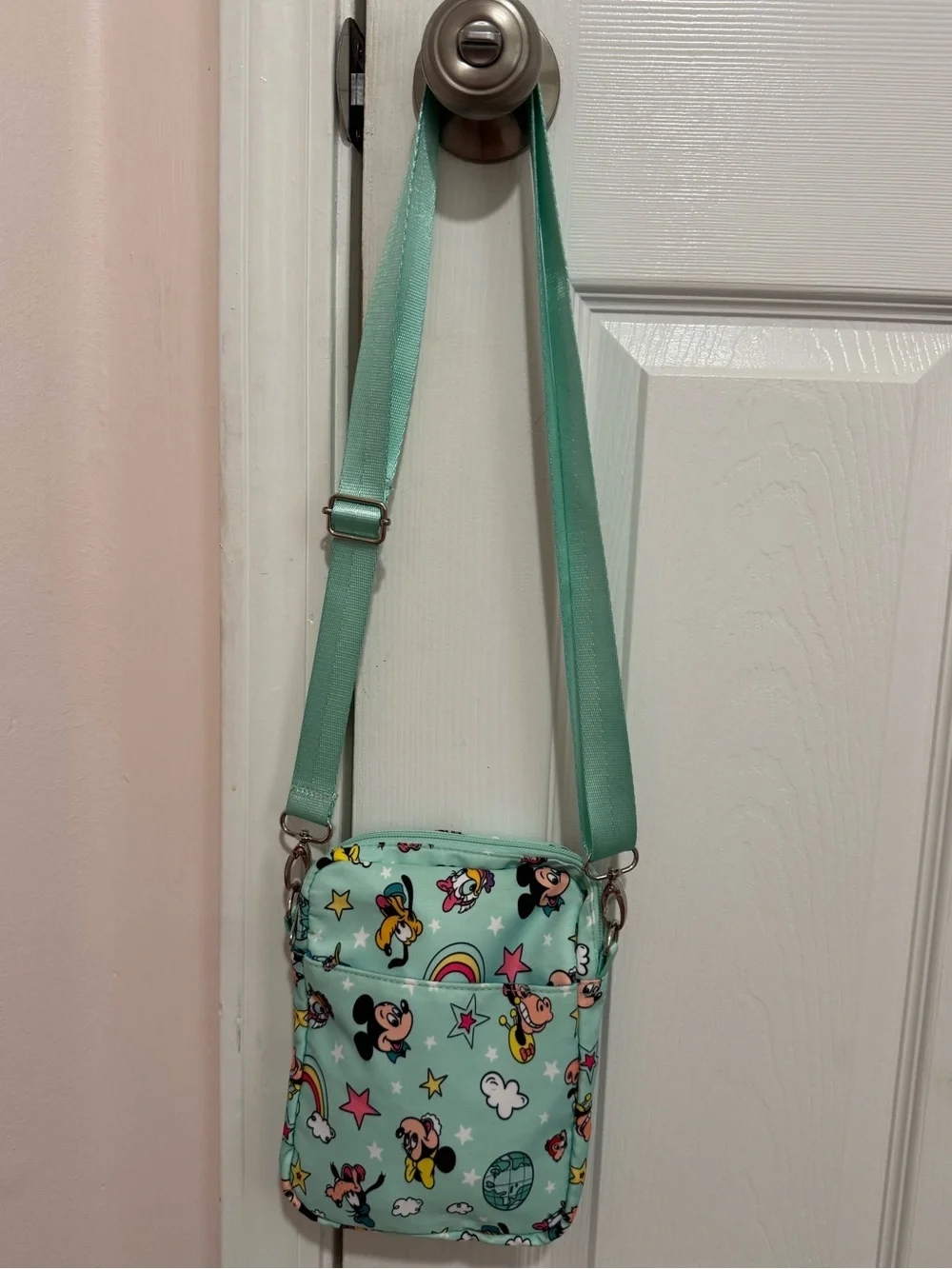 Disney Mickey Mouse Friends Light Blue Character Print Crossbody Bag